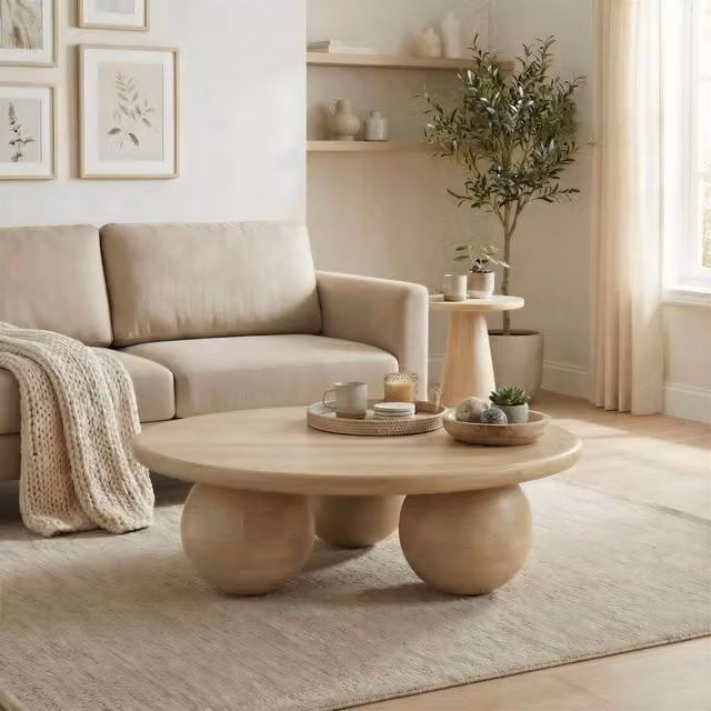 FurnitureboxUK Olympus Round Mango Wood Coffee Table in Brown – 1