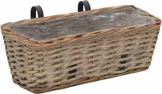 Berkfield Home Wicker Balcony Planter with PE Lining, 2 Pack, Brown, 40 cm