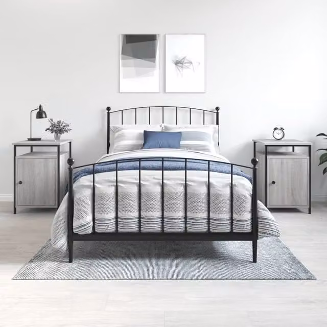 Berkfield Home Set of 2 Grey Sonoma Bedside Cabinets, W/D/H: 40 x 42 x 60 cm – 1