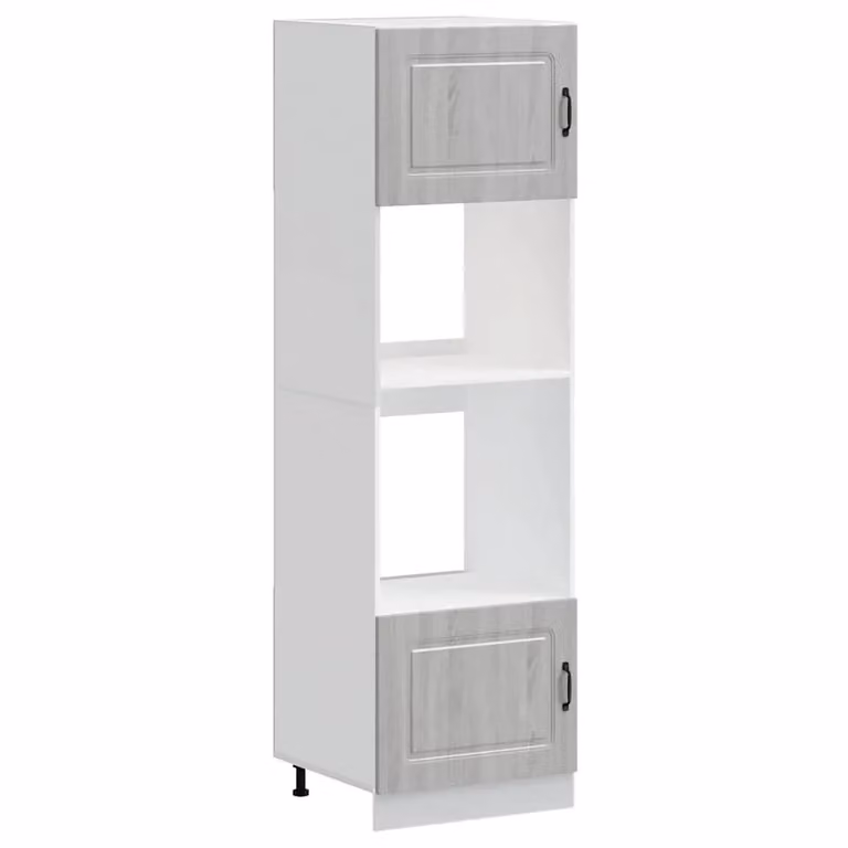 Berkfield Home Lucca Grey Sonoma Appliance Housing Unit, 2 Piece Set of Freestanding Kitchen Oven Cabinets with Hinged Doors and Open Shelves