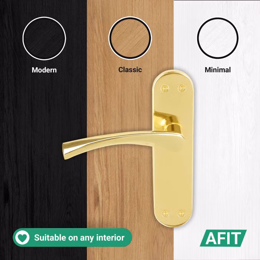AFIT Polished Brass Twist Door Handle and Latch Set with Backplate, Gold, 1 Pair – 5