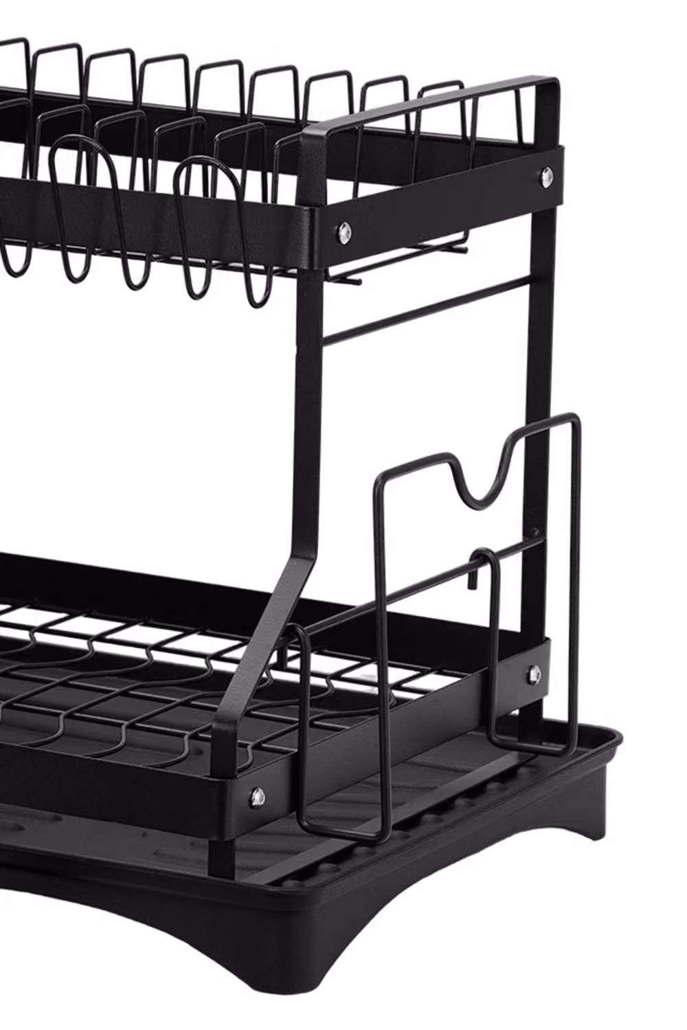 Garden Sanctuary 2-Tier Coated Steel Dish Drainer with Cup Holder in Black – 5