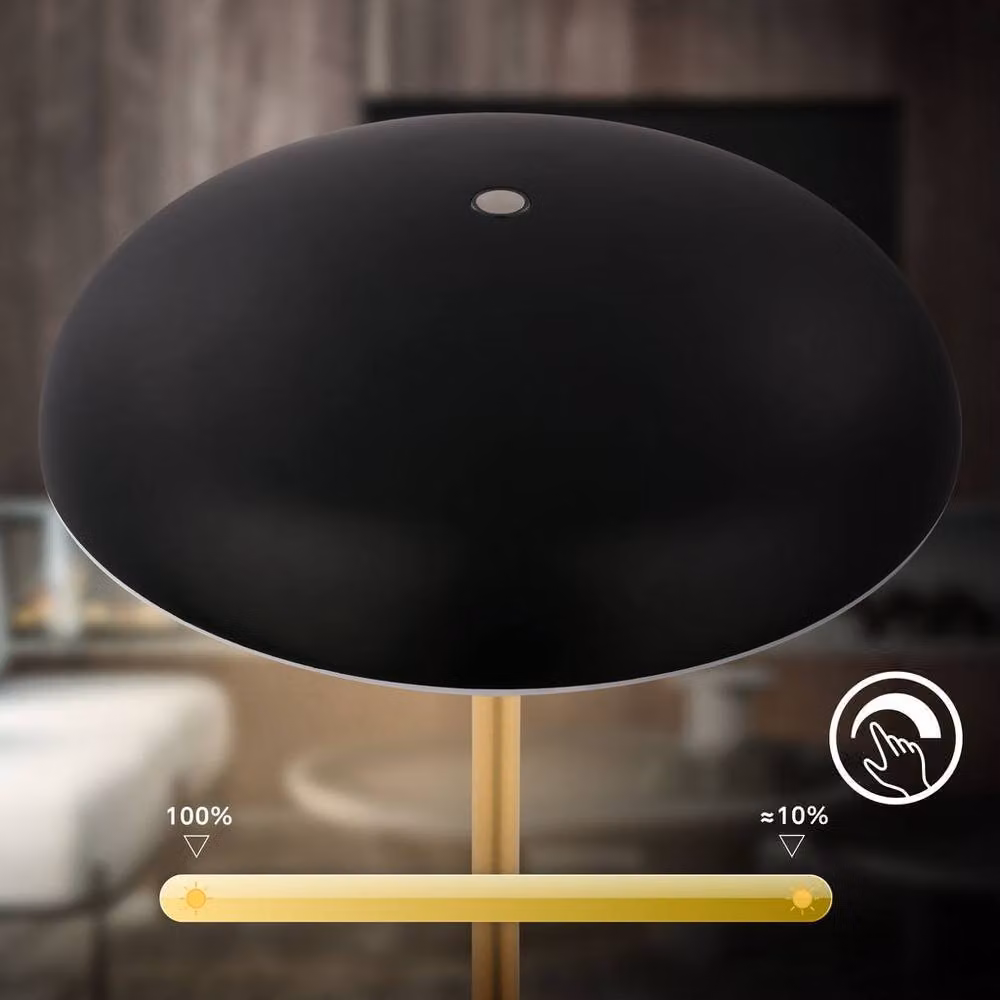 Briloner Rechargeable LED Table Lamp with Touch Dimming, IP44 Rated, Black and Gold/Brass, H x W x D: 30.5 x 19.5 x 19.5 cm – 4
