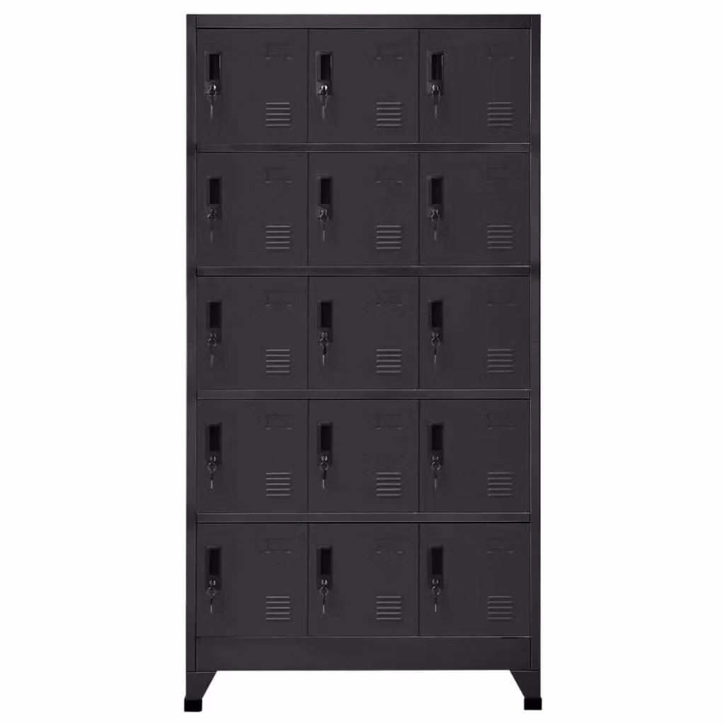 Berkfield Home Anthracite Steel Locker Cabinet with Hinged Doors, W/D/H: 90 x 40 x 180 cm – 2