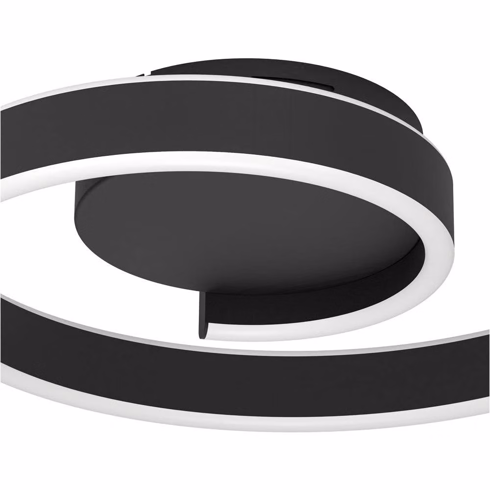 Loops Modern Black LED Ring Ceiling Light with Included Bulb – 3