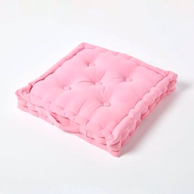 Homescapes Cotton Floor Cushion in Pink