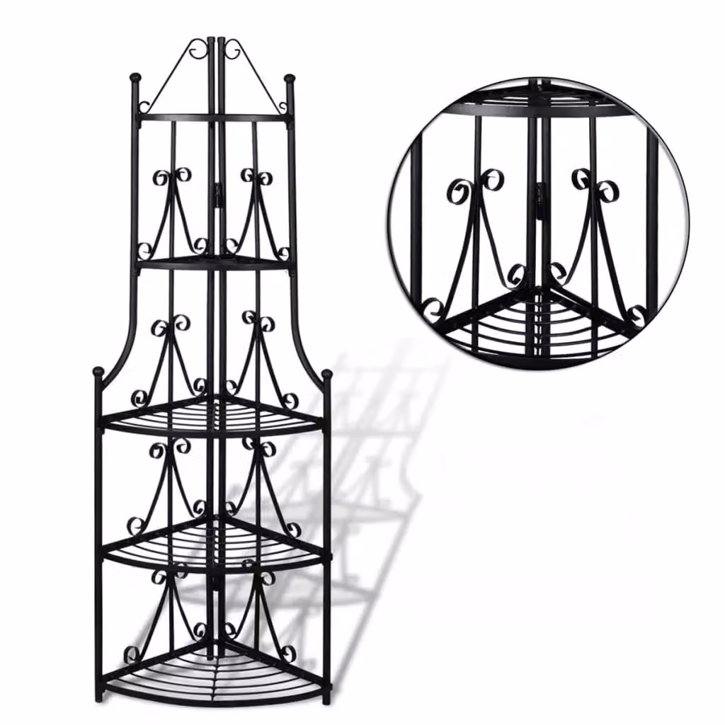 Berkfield Home Corner Plant Rack in Black Matt Steel – 3
