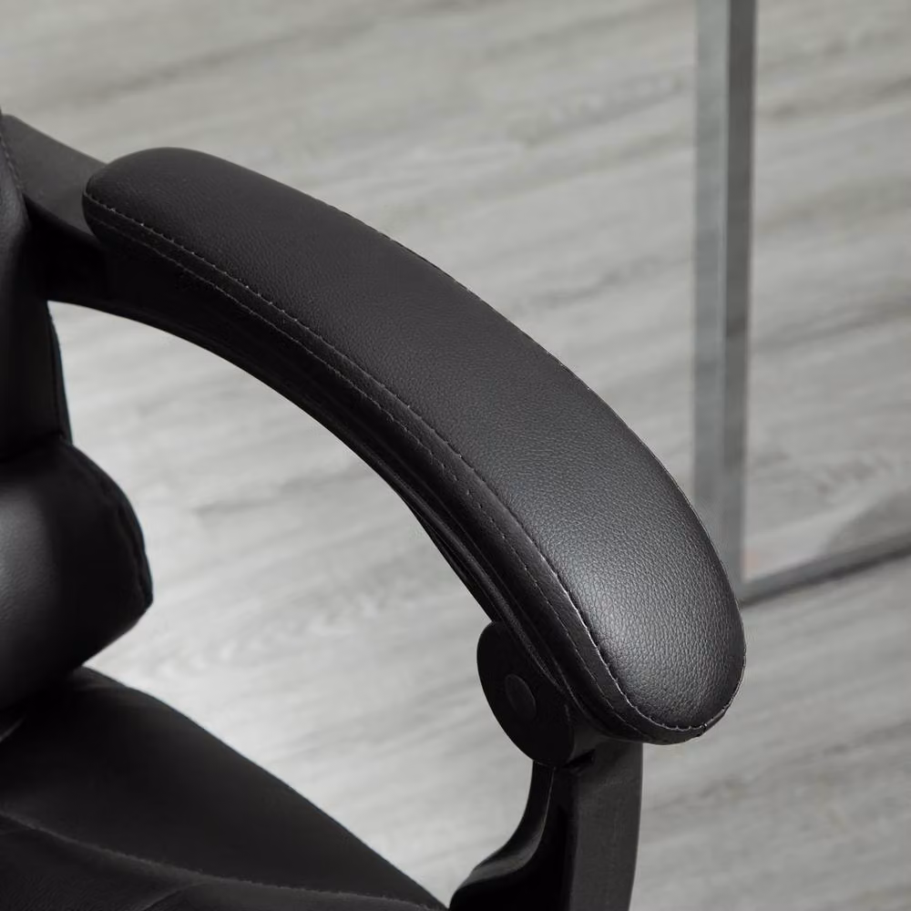 Rolipo Black PU Leather Reclining Executive Office Chair with Footrest and Headrest – 7