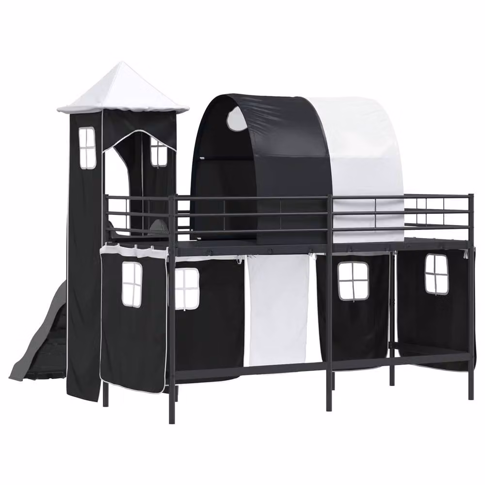 Berkfield Home Kids' Metal Loft Bed Frame in Black, W/D/H: 90 x 190 cm – 7