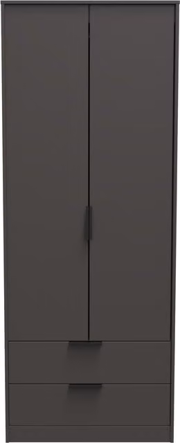Ready Assembled 2 U Fuji 2 Door 2 Drawer Wardrobe in Dark Grey