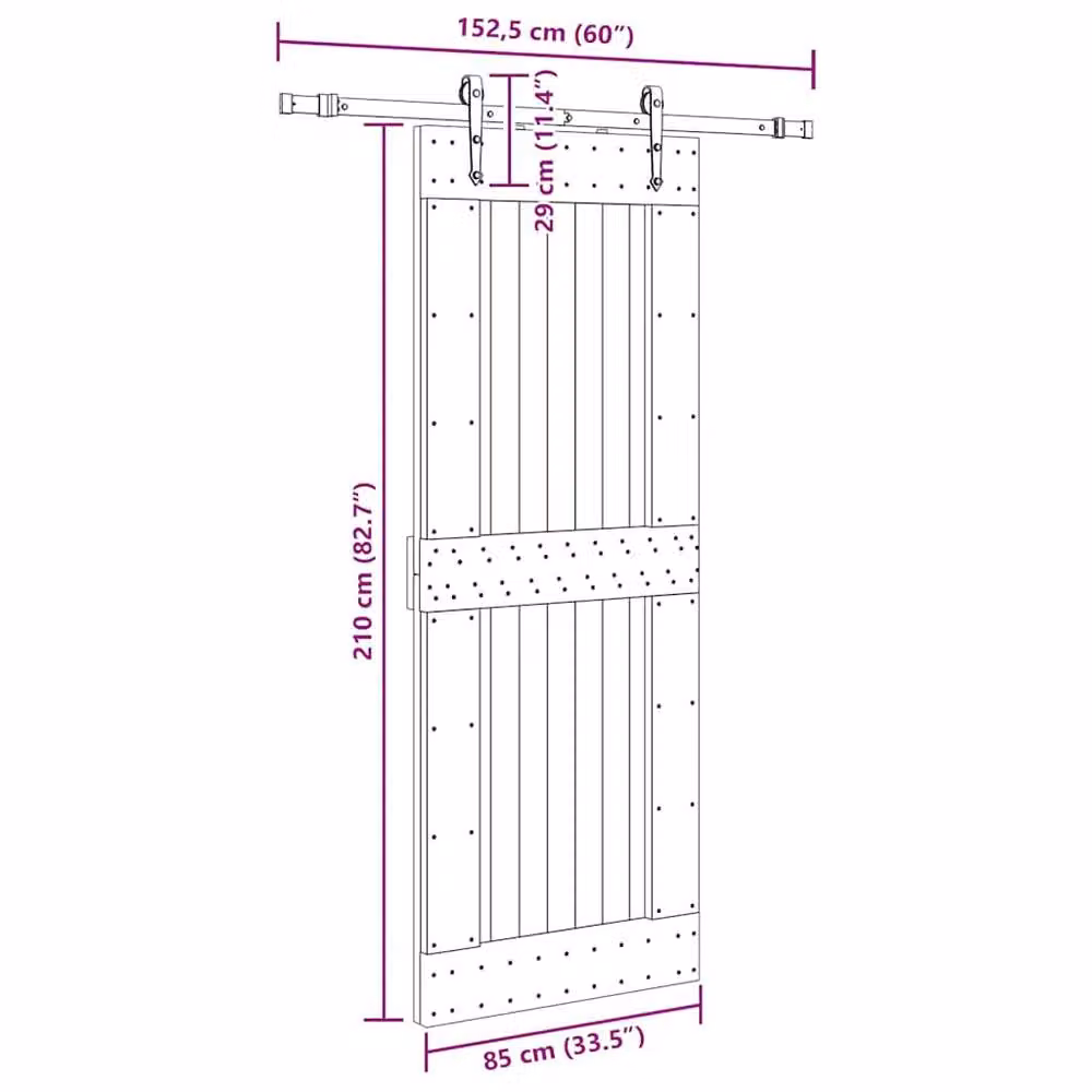 Berkfield Home Modern Sliding Door with Hardware Set in Beige Solid Wood, W: 85 cm, H: 210 cm – 3