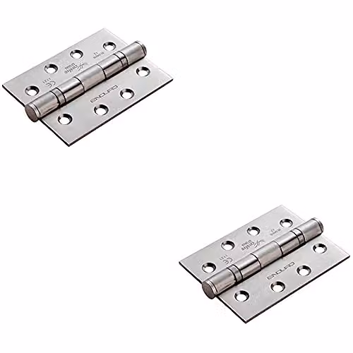 Loops 2 Pack of 13 Ball Bearing Interior Door Hinges in Brushed Satin Stainless Steel, H 102 x W 76 x D 3 mm