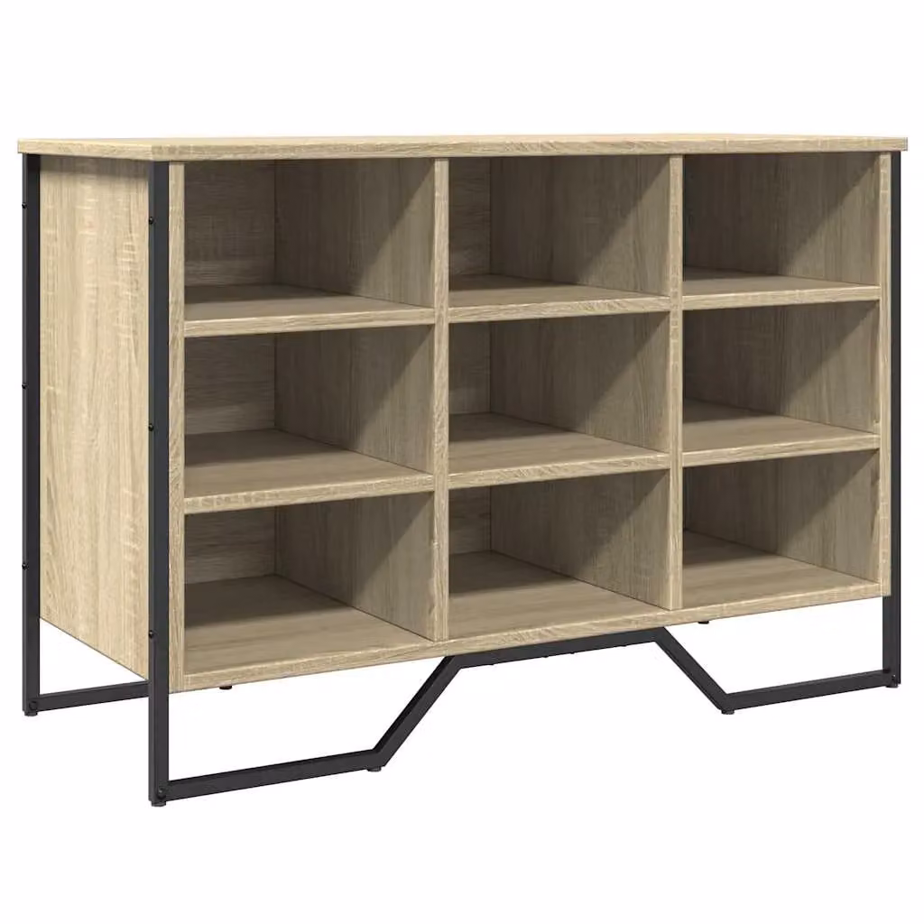 Berkfield Home Shoe Cabinet in Sonoma Oak, Brown and Multicolour, W/D/H: 90 x 38 x 61.5 cm – 2