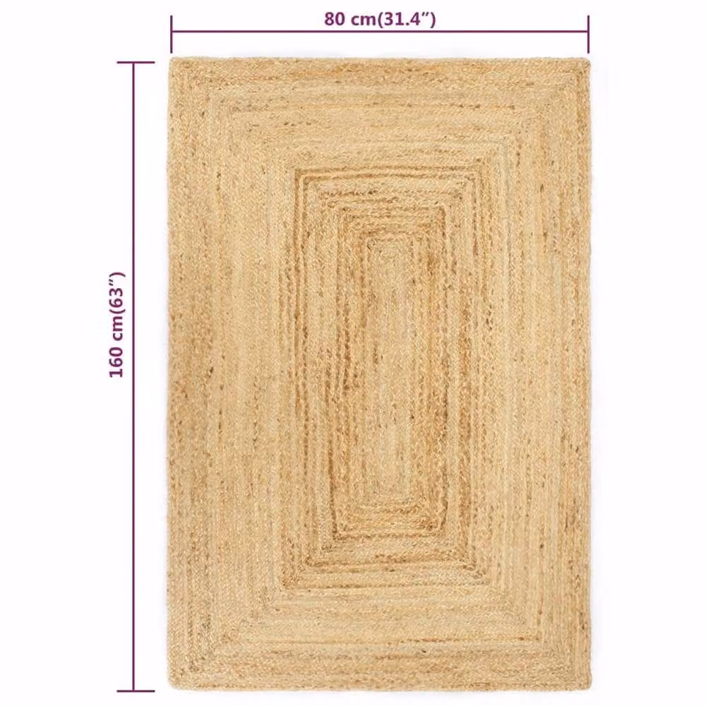 Berkfield Home Handmade Braided Jute and Cotton Round Rug, Beige, Diameter: 80 cm