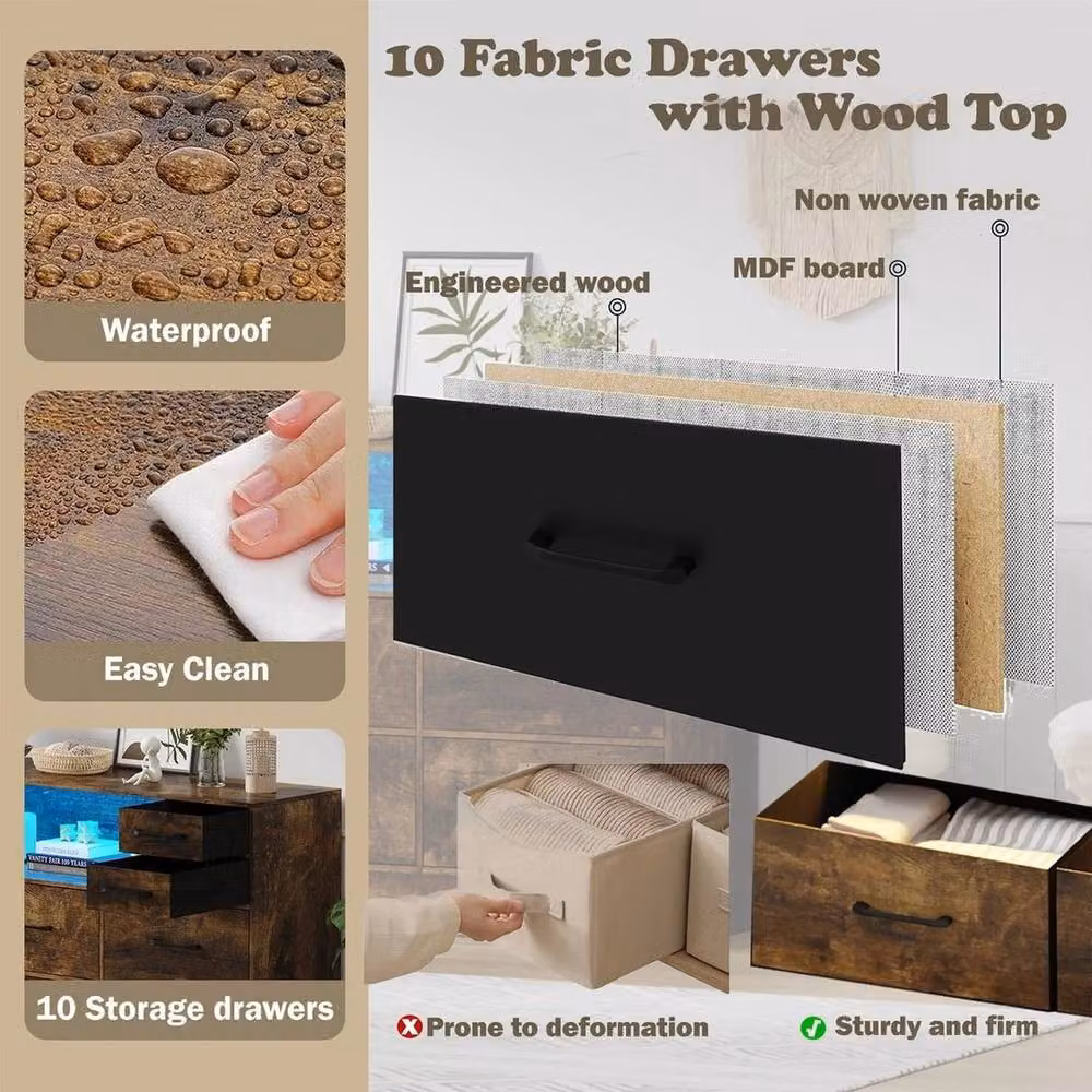 Kelvenix Modern Brown Chest of Drawers with Integrated LED Lighting W/D/H: 120 x 72 x 10 cm – 3