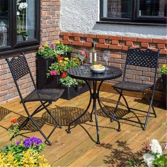 Cheshire Black Deluxe Havana Lattice 2 Seater Metal Bistro Set