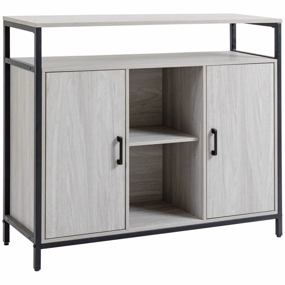 Wyld Haus Vara Modern Grey Sideboard with Steel Frame and 2 Doors – 2