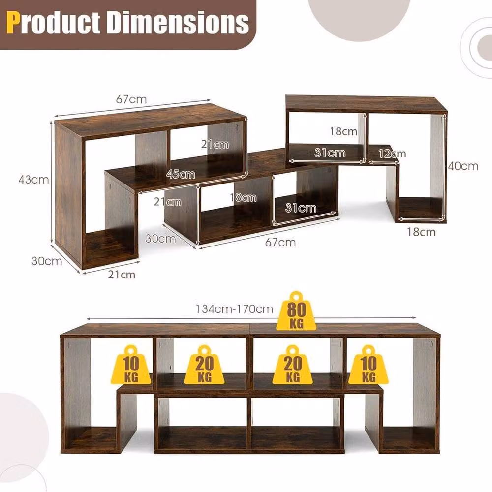EONLION Minimalist Brown Wood TV Stand for TVs up to 65 Inches, Width: 100 cm – 2