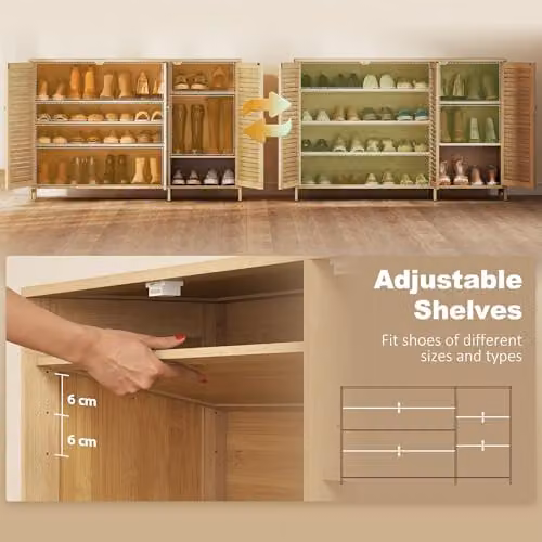 HOMCOM Bamboo Shoe Cabinet in Brown, Holds 18 Pairs, W/D/H: 120 x 35 x 80 cm – 3