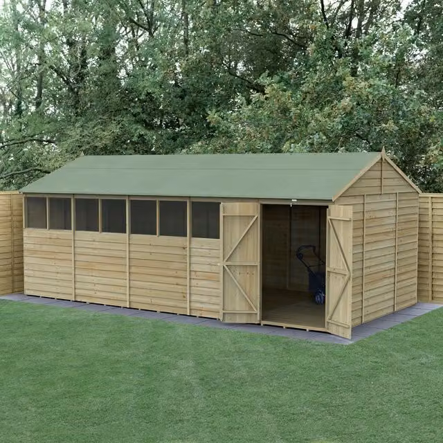 Forest Gardens 4LIFE Reverse Apex Lean-to Wood Shed in Brown with Double Doors and Floor