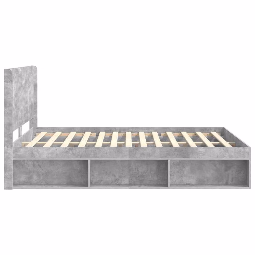 Berkfield Home Upholstered Bed Frame with Headboard and Side Storage Compartments in Grey, 150 x 200 cm – 2