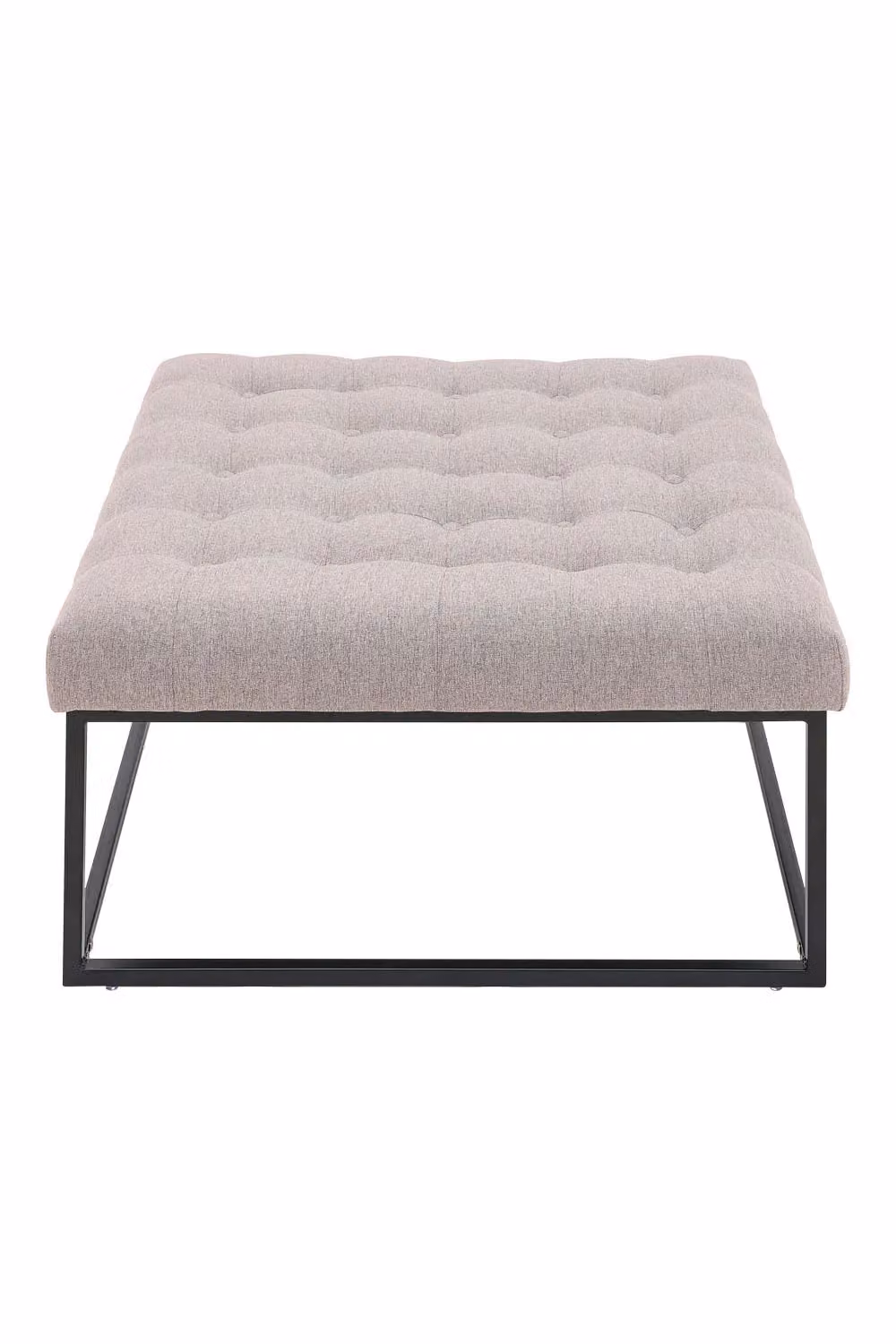 Livingandhome Square Linen Footstool with Metal Frame in Beige – 3