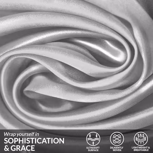 Pamposh Satin Silk Pillowcases, 2 Pack, Grey, W/D/H: 50 x 75 x 0 cm – 2