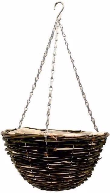 KDMD 2 Pack Round Rattan Hanging Baskets in Brown, Diameter: 30.48 cm – 1