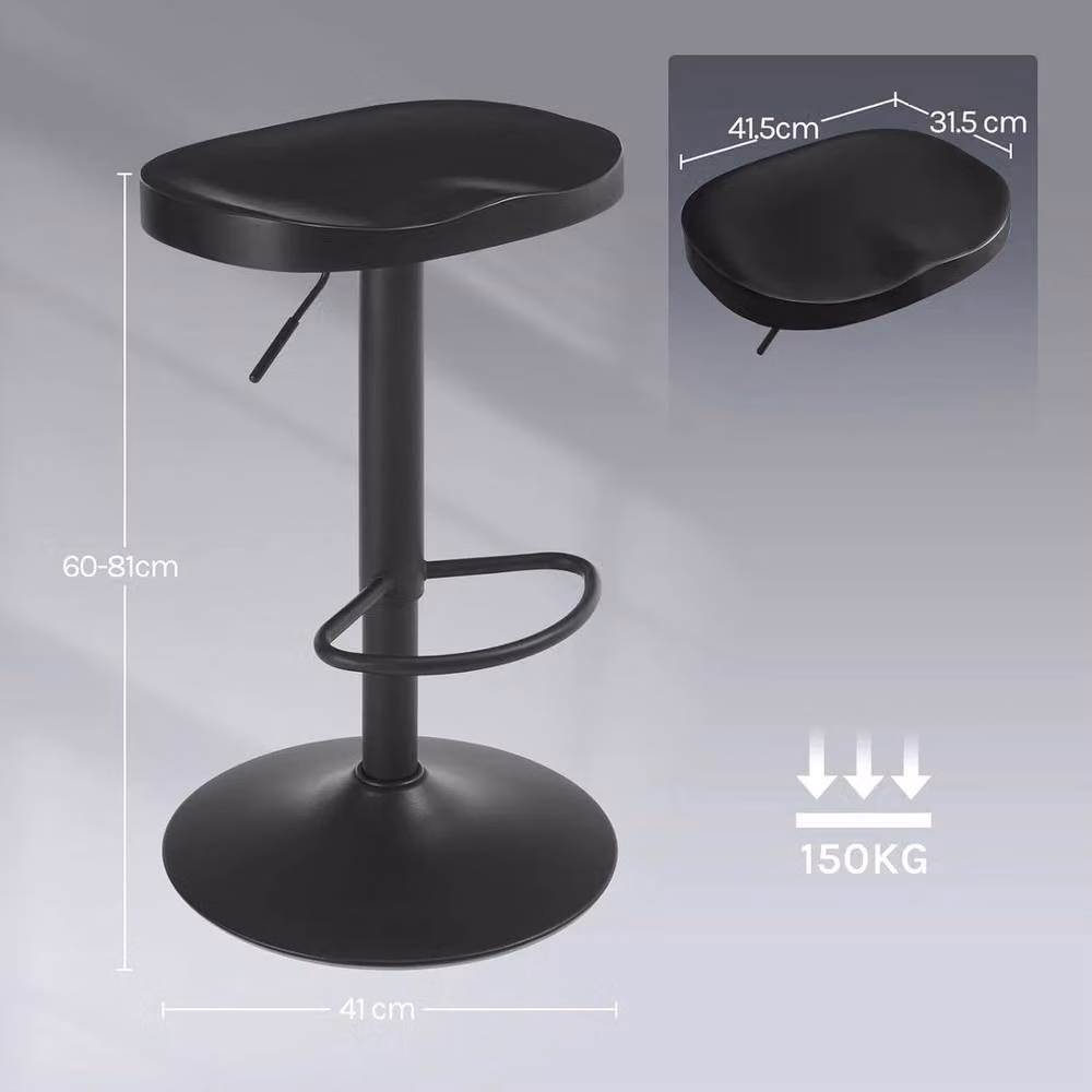 SPETLEK Black Swivel Bar Stool with Gas Lift for Kitchen and Pub Use – 2