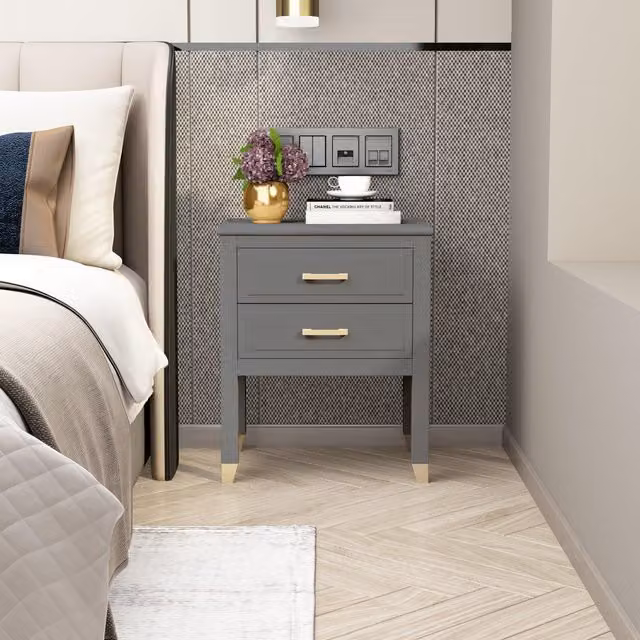 Cabinet Bits Palazzi 2 Drawer Bedside Table in Mid Grey