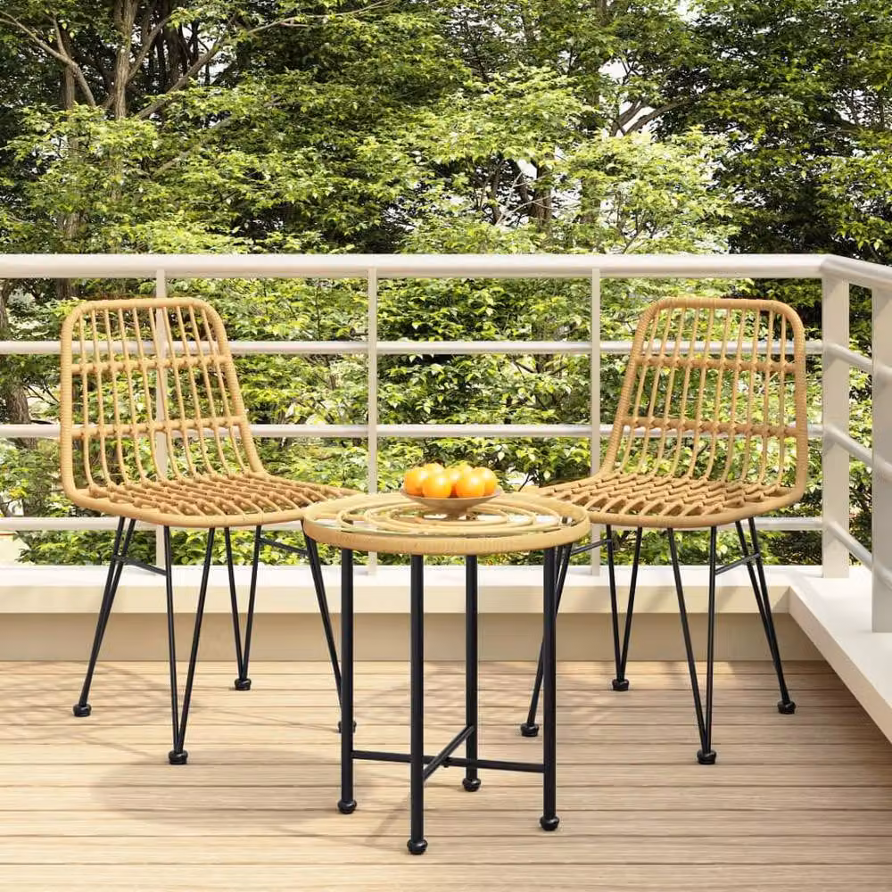 Berkfield Home Set of 2 Brown PE Rattan Garden Chairs, W/D/H: 48 x 62 x 84 cm – 2