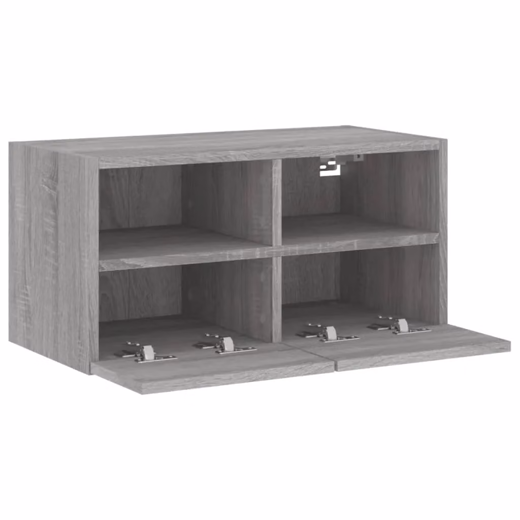 Berkfield Home Modern Grey Wall Mounted TV Cabinet with Internal Shelves and Hinged Doors W/D/H: 60 x 30 x 30 cm – 4