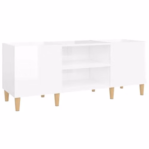 vidaXL Record Cabinet in High Gloss White, W/D/H: 121 x 38 x 48 cm