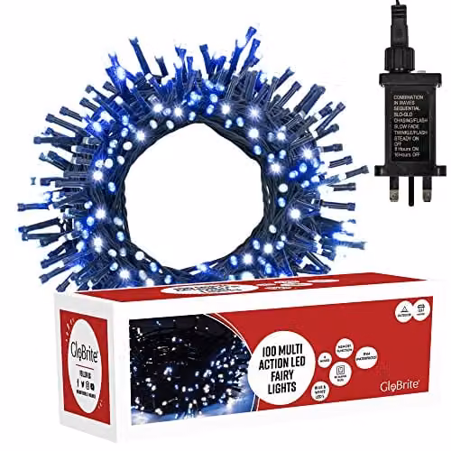 Globrite 100 LED Blue and White Fairy String Lights for Indoor and Outdoor Decoration