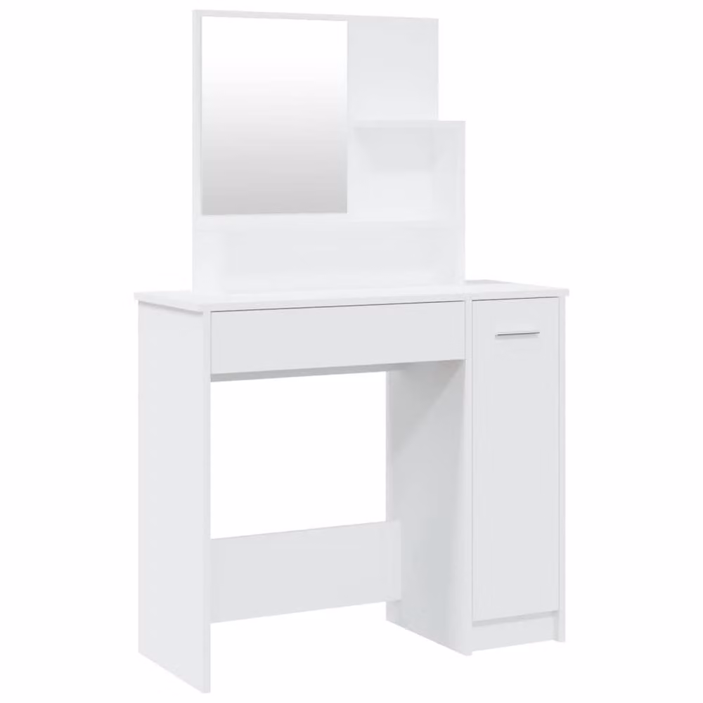 Berkfield Home Beautiful Dressing Table with Mirror, White, W: 86.5 cm, D: 35 cm, H: 136 cm – 2