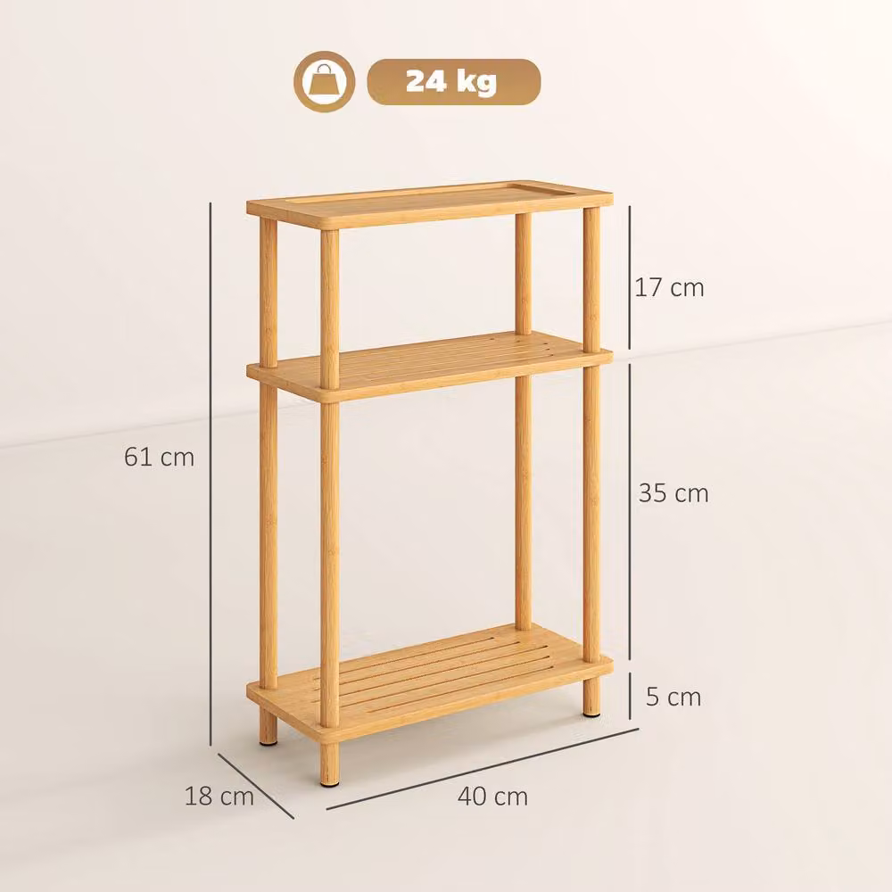 STILVORA 3-Tier Bamboo Side Table with Shelves, Brown – 2