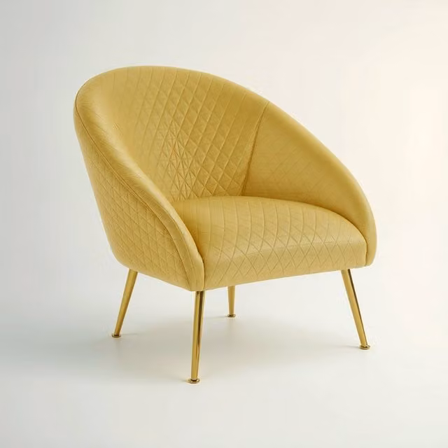 Orsina Gold Velvet Mid-Century Tub Occasional Chair with Armrests – 1