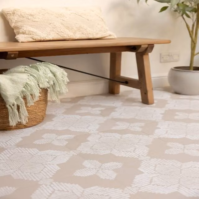 FloorPops Sullivan Self Adhesive Vinyl Floor Tiles, Beige, Pack of 10 (0.93sqm), W/D/H: 30.48 x 30.48 x 30.48 cm – 1
