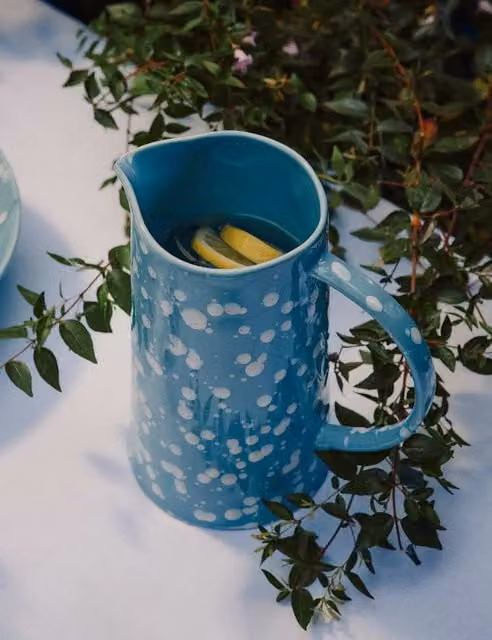 M&S Blue Ceramic Paint Splatter Jug
