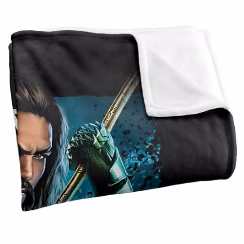 LOGOVISION Aquaman Movie Trident Silky Touch Super Soft Fleece Throw Blanket, Multicolour, W: 127 cm x L: 152.4 cm – 2