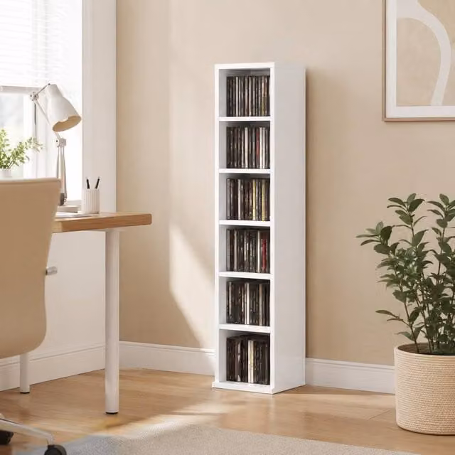 STILVORA Set of 2 White CD Storage Units with Adjustable Shelves – 1