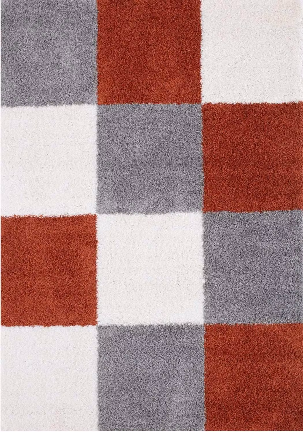 THE RUGS Modern Checked Shaggy Area Rug in Grey and Multicolour, W/D/H: 180 x 270 x 1 cm – 8