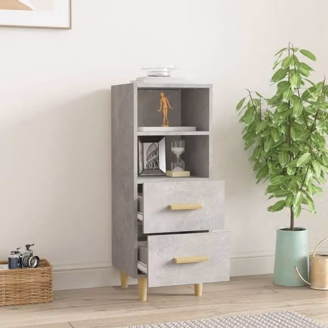 Berkfield Home Sideboard in Concrete Grey, MDF, W/D/H: 34.5 x 34 x 90 cm