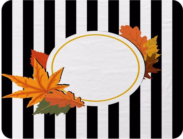 Benjamin Tate Design Black Stripes Autumn Leaves Fleece Blanket in Orange and Black, W/D/H: 120 x 150 cm – 2