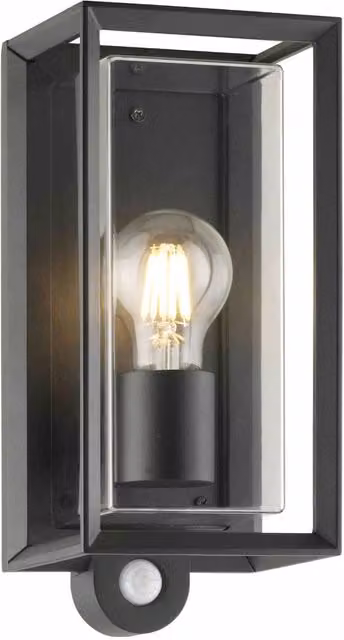 First Choice Lighting Brandon Black Metal Outdoor Motion Sensor IP44 Security Wall Light