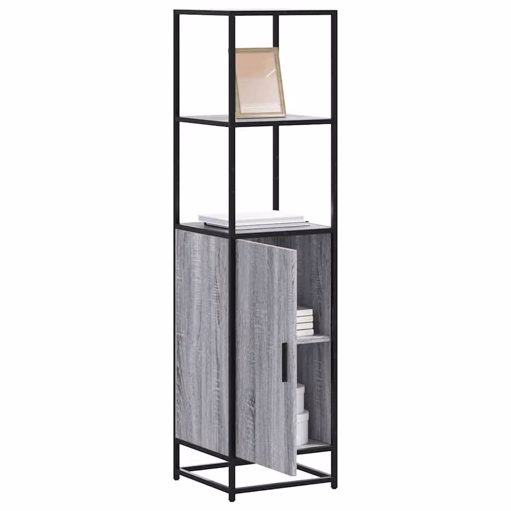Berkfield Home Grey Sonoma Industrial Highboard with Hinged Doors and Internal Shelves, W/D/H: 35.5 x 35.0 x 139.0 cm – 2