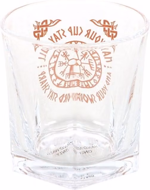 KDMK Viking Compass Lowball Coaster Set with Transparent Glass Tumblers and Absorbent Cork Base