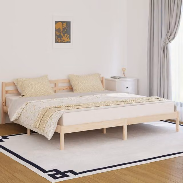Berkfield Home Rustic Solid Wood Pine Day Bed in Brown, W/D/H: 200 x 200 cm – 1