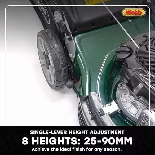 Webb Supreme 46cm Self Propelled Petrol Lawnmower in Green with 65L Collection Bag – 7