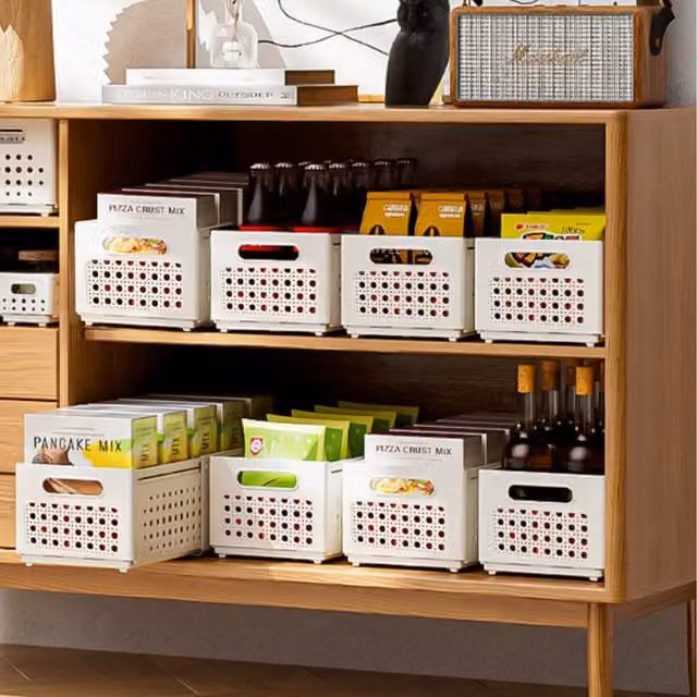 Lifeideas Stackable Mesh Plastic Storage Organiser, White, W/D/H: 28 x 20 x 20 cm